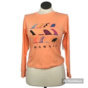 Roxy Long Sleeve Tee T-Shirt Women’s Size XS(7) Color Orange Round Neck Pullover